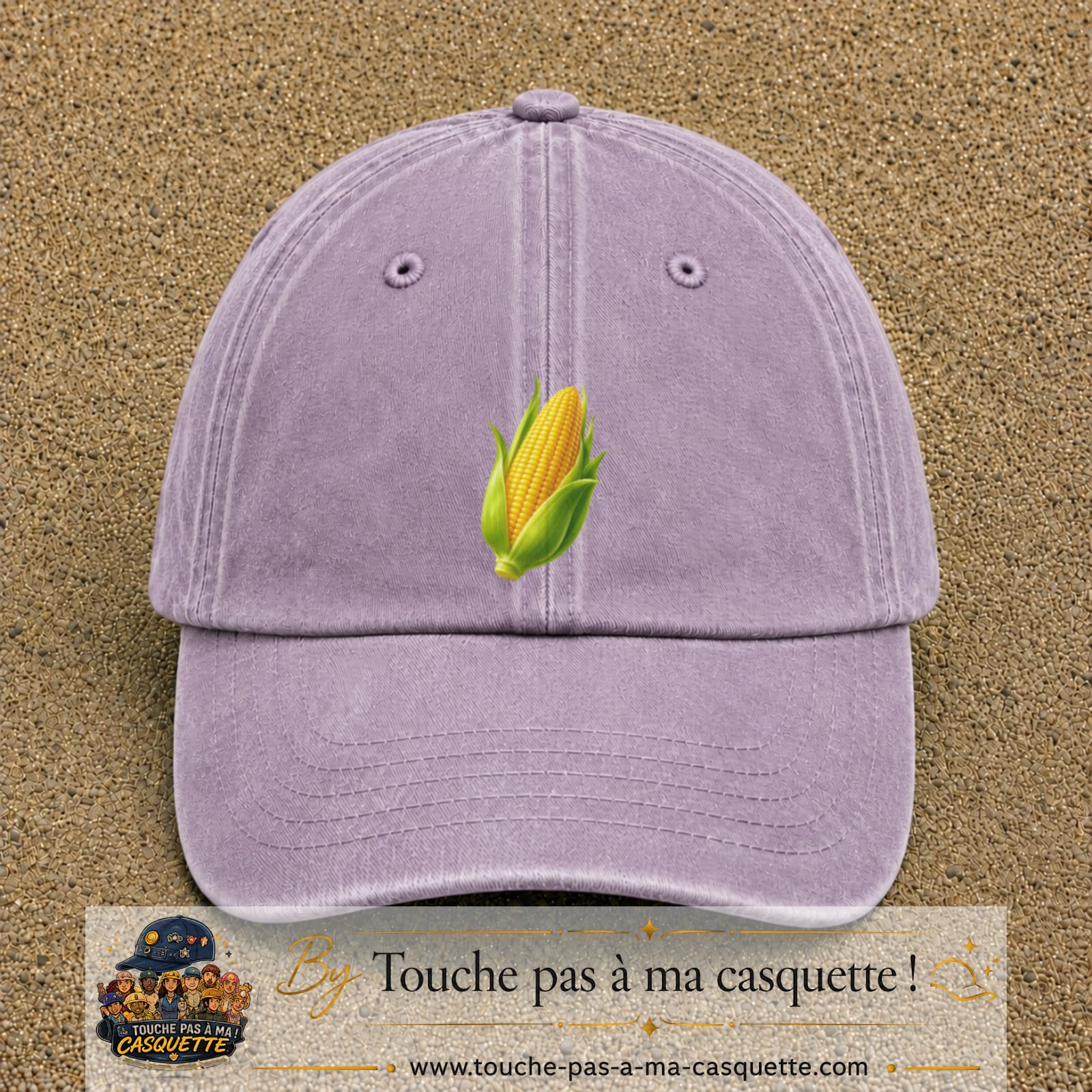 Casquette baseball Violet délavé 100% coton avec visuel Épi de maïs 7 cm - image produit principale