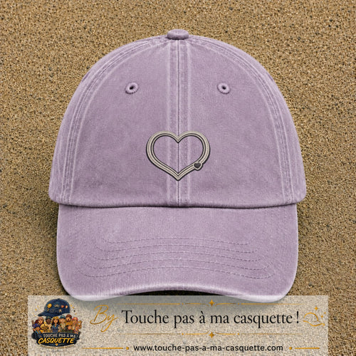 Casquette Violet délavé motif Cœur contour minimal 5 cm - vue principale