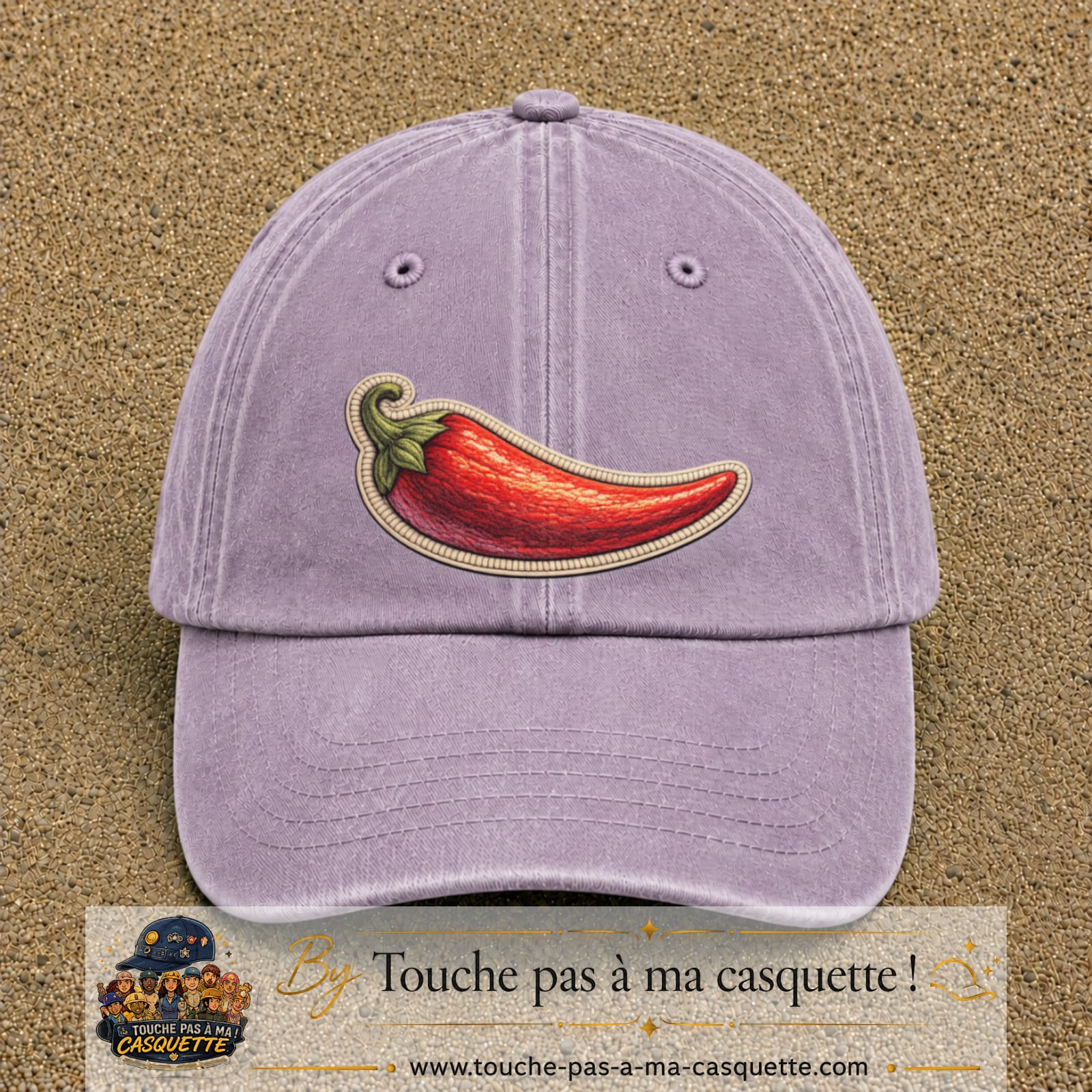 Casquette Violet délavé motif Piment piquant 7 cm - vue principale