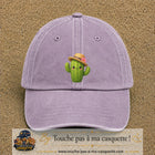 Casquette baseball Violet délavé 100% coton avec visuel Cactus kawaii chapeau 7 cm - image produit principale