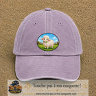 Casquette baseball Violet délavé 100% coton avec visuel Mouton à la ferme 7 cm - image produit principale