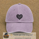 Casquette Violet délavé motif Cœur félin 5 cm - vue principale