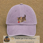 Casquette baseball Violet délavé 100% coton avec motif Chaton joueur 7 cm - image principale