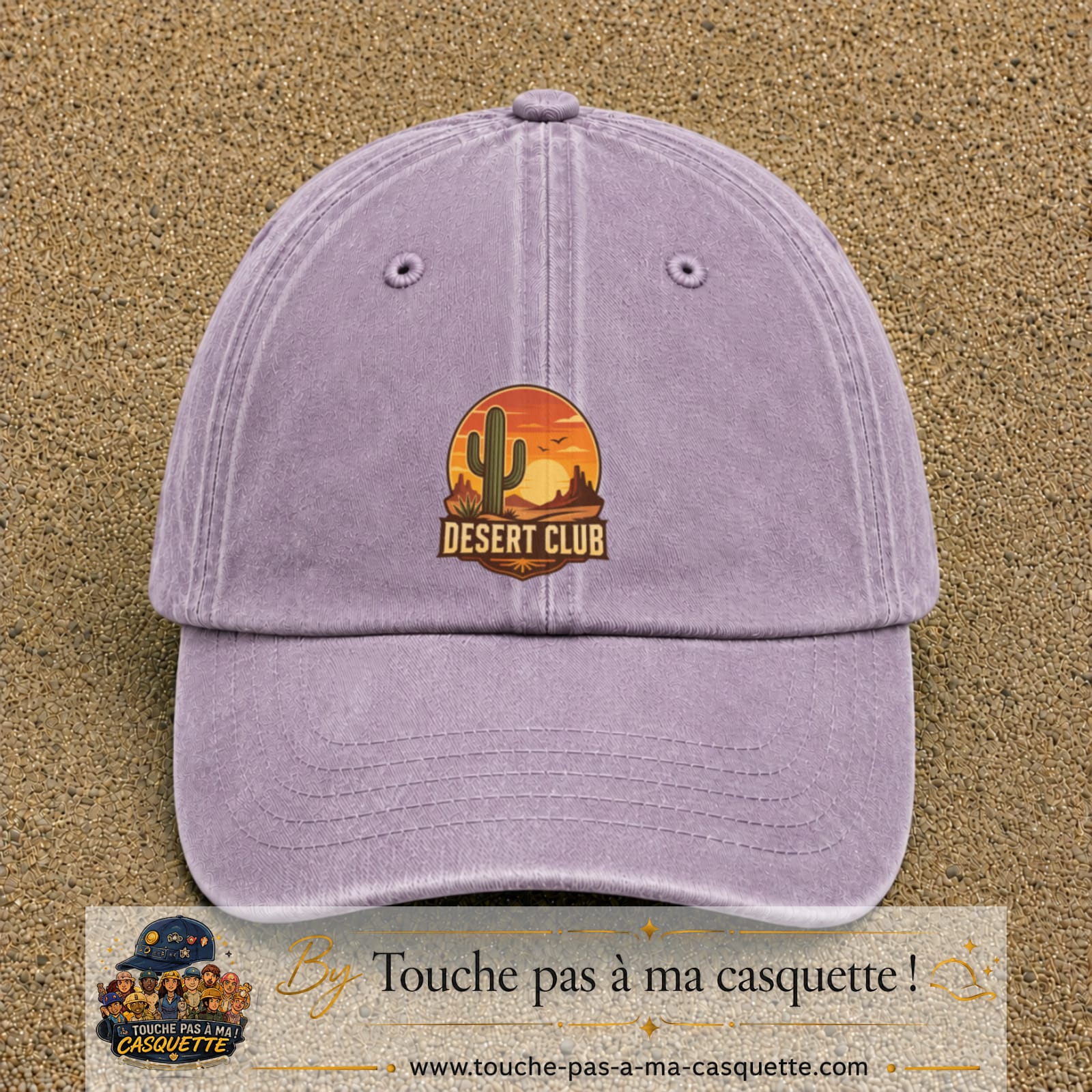 Casquette Violet délavé 100% coton avec motif Desert Club cactus 7 cm - image principale
