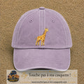Casquette Violet délavé motif Girafe 7 cm - vue principale
