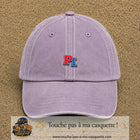 Casquette Violet délavé 100% coton avec motif Initiales PI rouge et bleu 3 cm - image principale