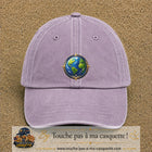 Casquette baseball Violet délavé 100% coton avec visuel Terre compas 7 cm - image produit principale