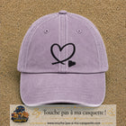 Casquette baseball Violet délavé 100% coton avec visuel Cœur noir dessiné 7 cm - image produit principale