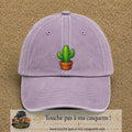 Casquette baseball Violet délavé 100% coton avec visuel Cactus en pot 7 cm - image produit principale