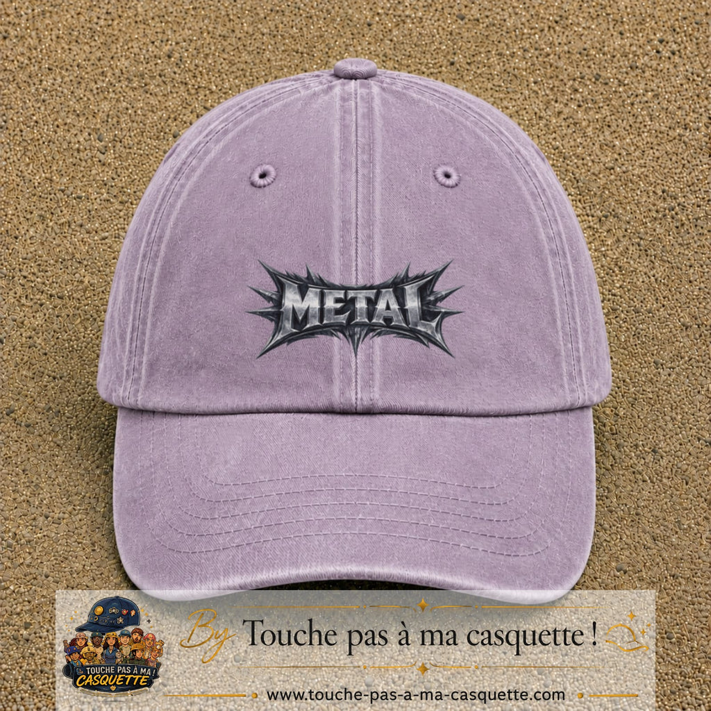 Casquette baseball Violet délavé 100% coton avec visuel Typographie métal 5 cm - image produit principale
