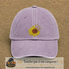 Casquette Violet délavé motif Tournesol avec papillons 7 cm - vue principale