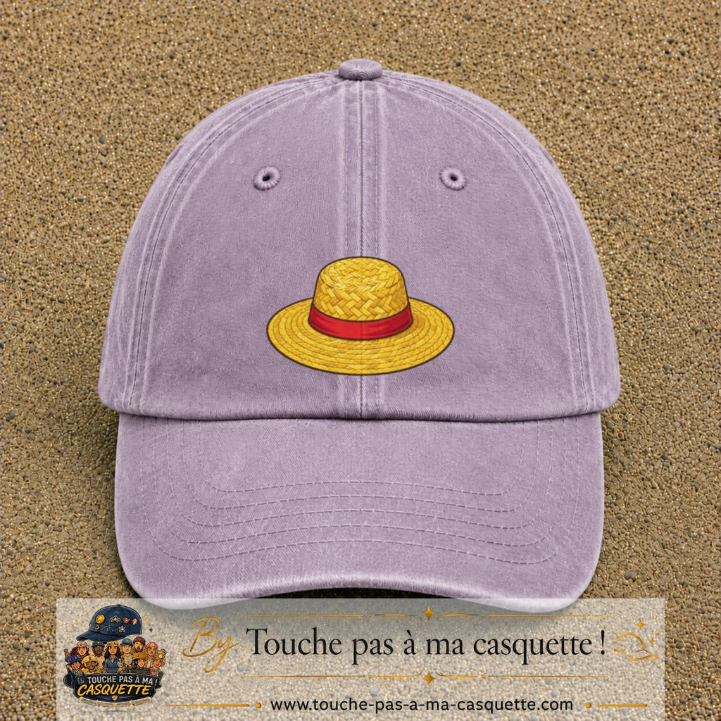 Casquette baseball Violet délavé 100% coton avec motif Chapeau de paille 5 cm - image principale