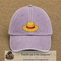 Casquette baseball Violet délavé 100% coton avec motif Chapeau de paille 5 cm - image principale