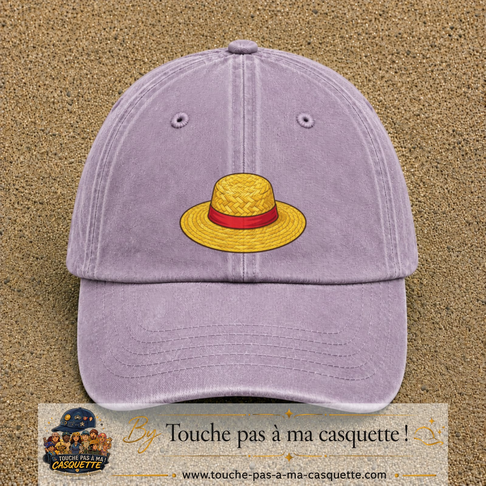 Casquette baseball Violet délavé 100% coton avec motif Chapeau de paille 5 cm - image principale