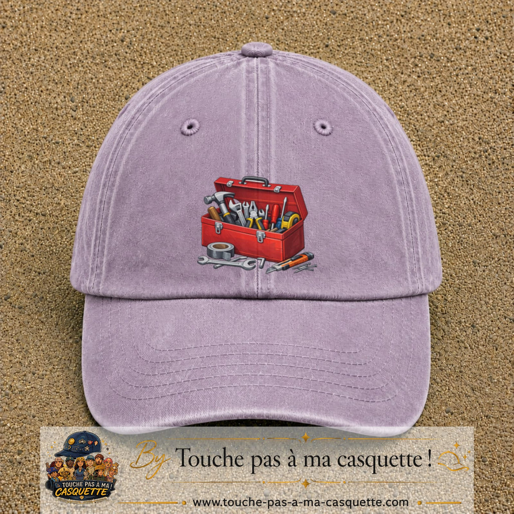 Casquette baseball Violet délavé 100% coton avec motif Boîte à outils 7 cm - image principale