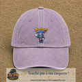 Casquette baseball Violet délavé 100% coton avec motif Bonjour Mike 7 cm - image principale
