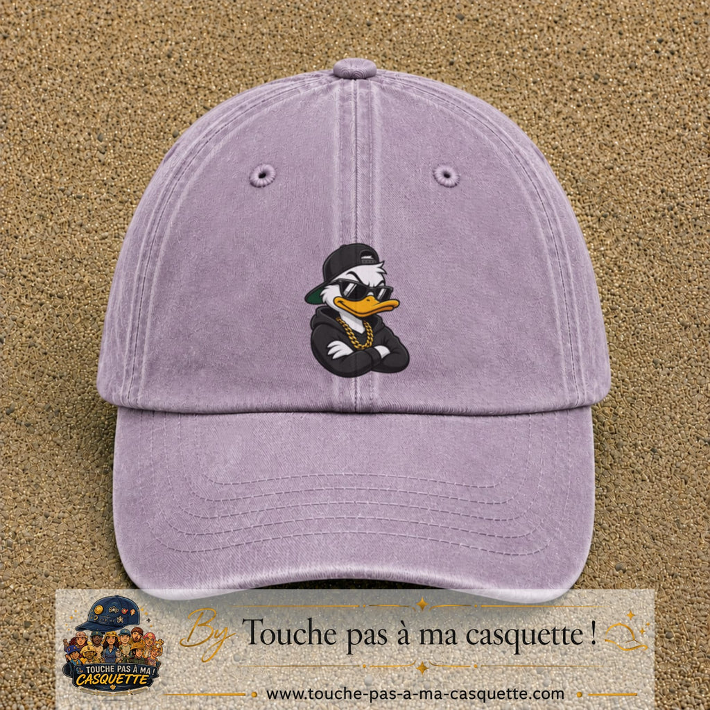 Casquette baseball Violet délavé 100% coton avec visuel Canard hip-hop 7 cm - image produit principale