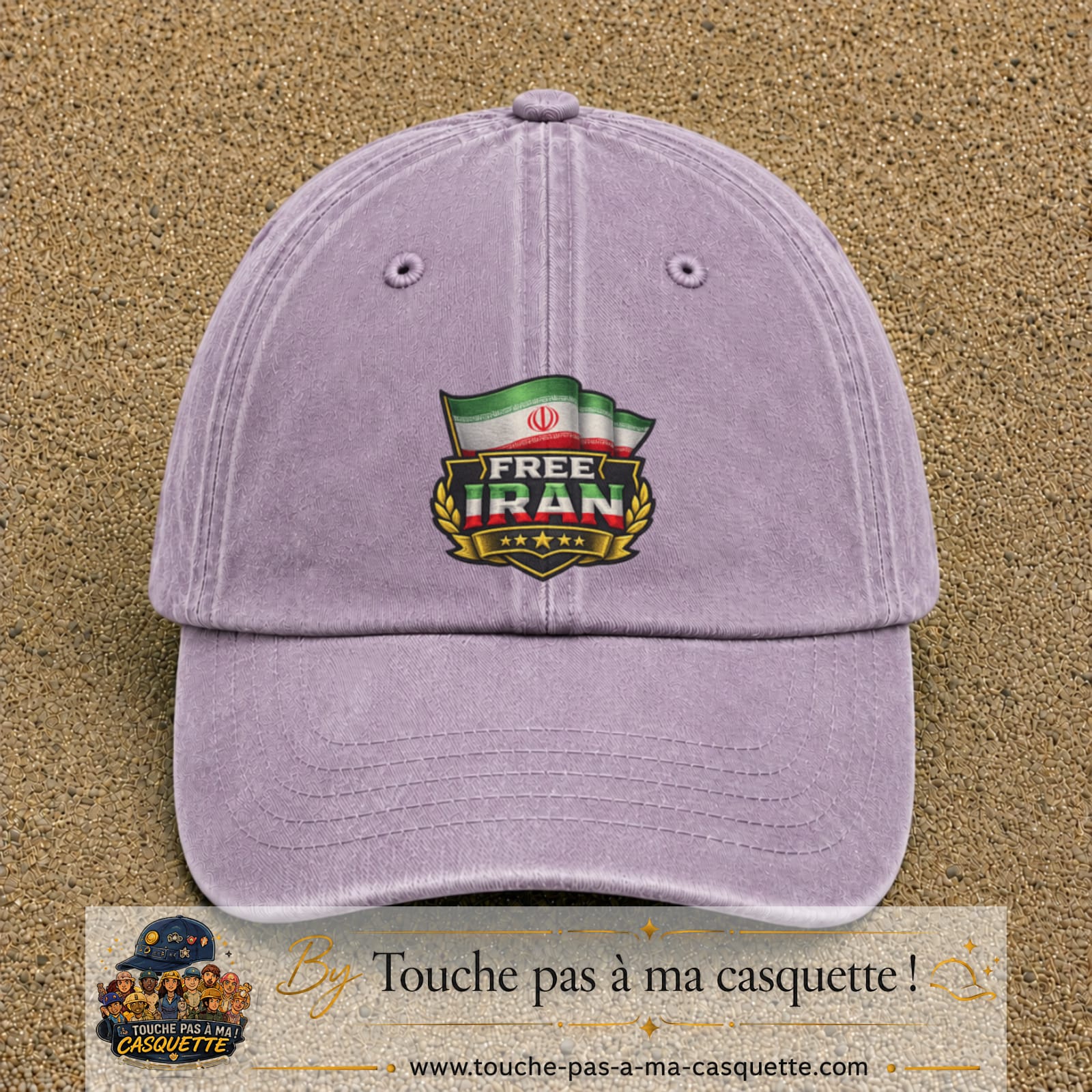 Casquette Violet délavé 100% coton avec motif Free Iran 7 cm - image principale