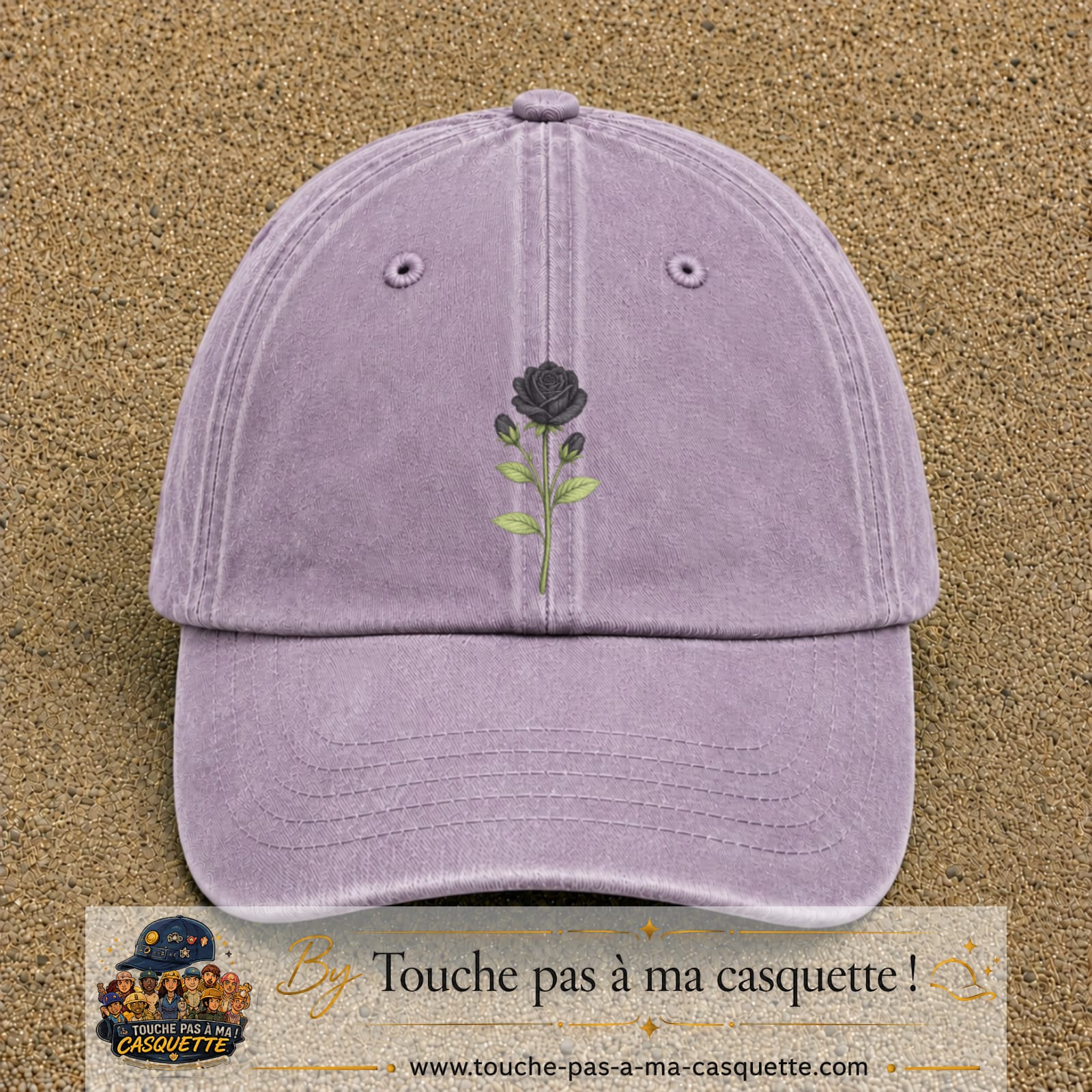 Casquette Violet délavé motif Rose gothique 7 cm - vue principale