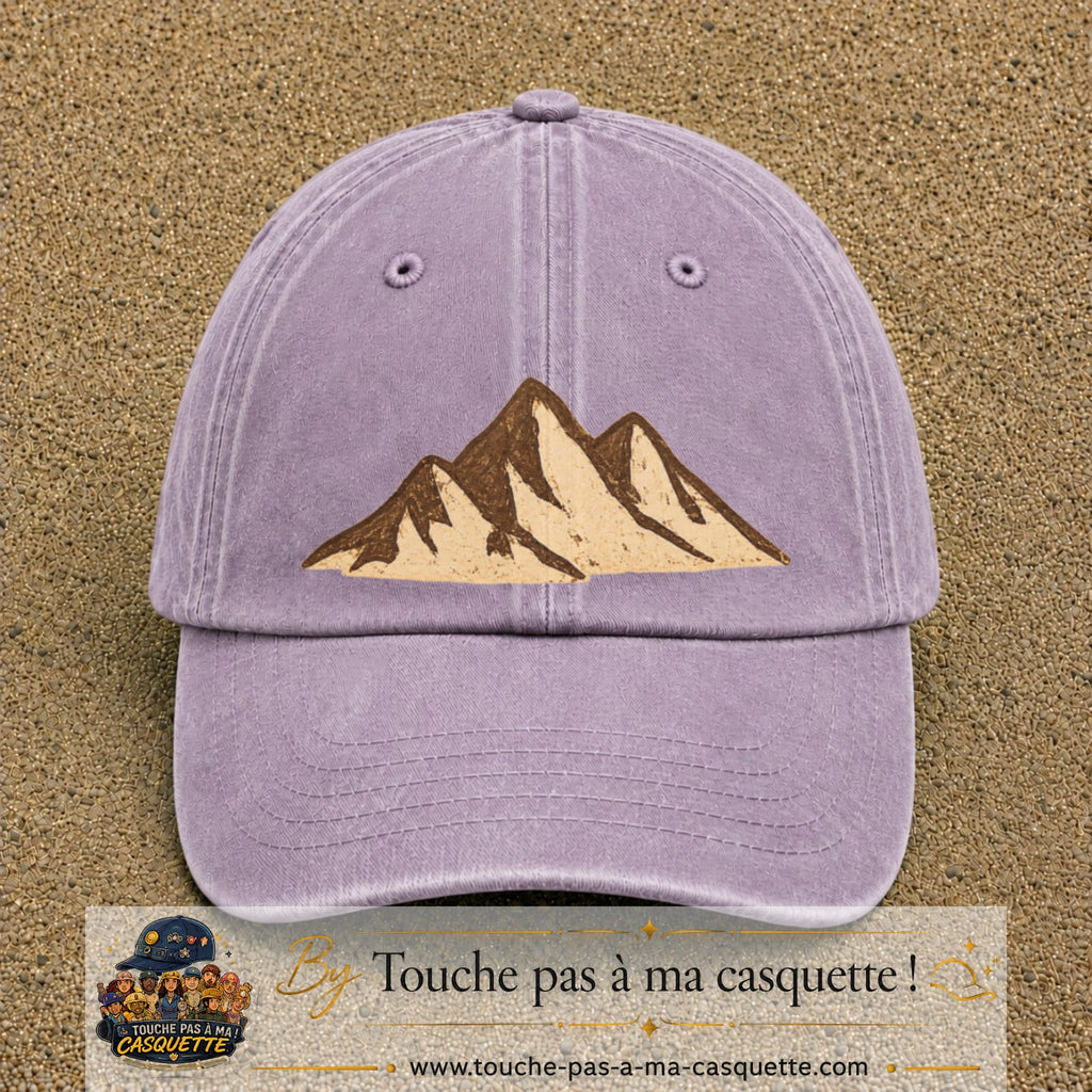 Casquette Violet délavé 100% coton avec motif Montagnes bohèmes 7 cm - image principale