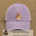 Casquette Violet délavé 100% coton avec motif Félin sauvage qui rit 7 cm - image principale