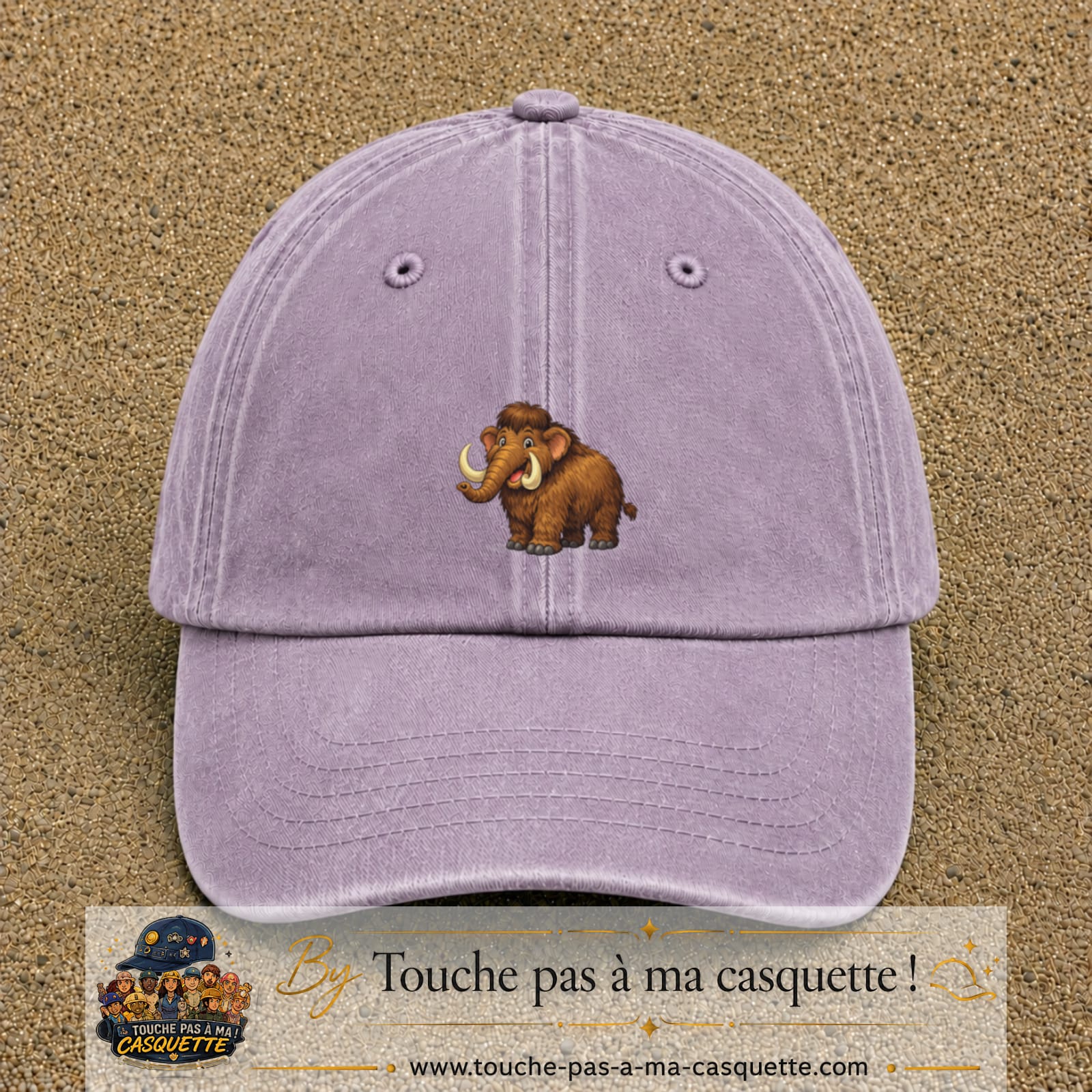 Casquette Violet délavé 100% coton avec motif Mammouth cartoon 5 cm - image principale