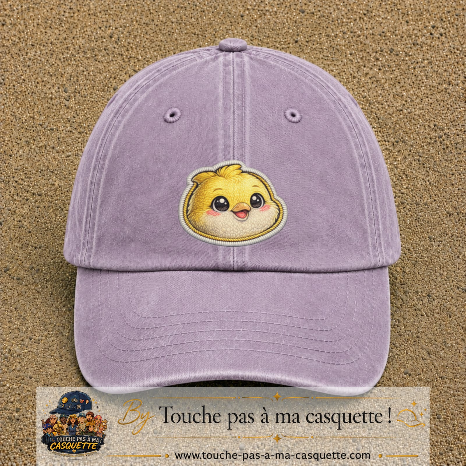 Casquette Violet délavé motif Poussin joyeux 7 cm - vue principale
