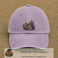 Casquette Violet délavé 100% coton avec motif Squelette chevalier château 7 cm - image principale