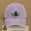 Casquette baseball Violet délavé 100% coton avec visuel Chat et souris à la ferme 7 cm - image produit principale