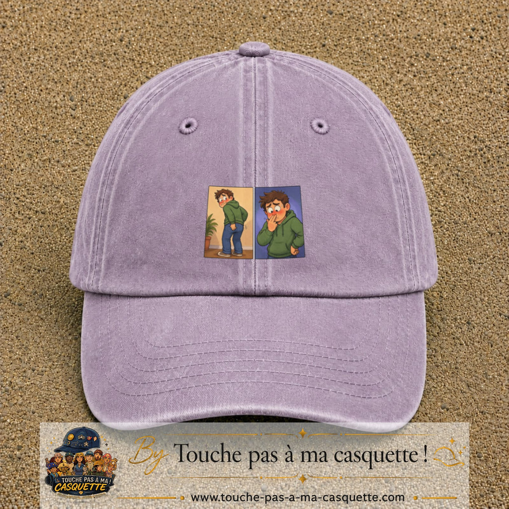 Casquette baseball Violet délavé 100% coton avec visuel Humour odeur 5 cm - image produit principale