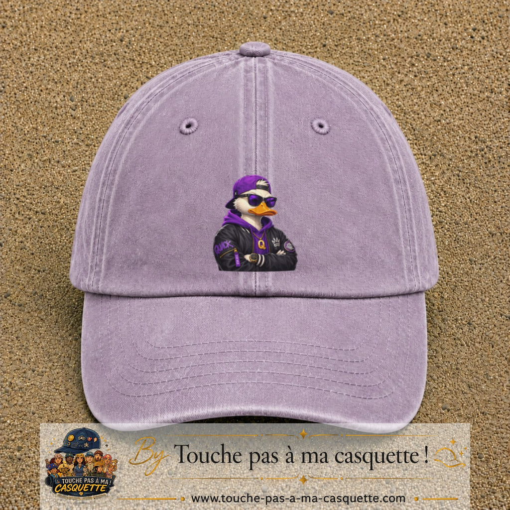 Casquette Violet délavé 100% coton avec motif Canard rappeur violet 7 cm - image principale