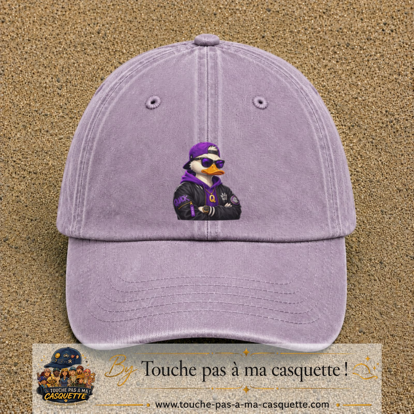 Casquette Violet délavé 100% coton avec motif Canard rappeur violet 7 cm - image principale