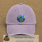 Casquette baseball Violet délavé 100% coton avec visuel Planète Terre réaliste 7 cm - image produit principale