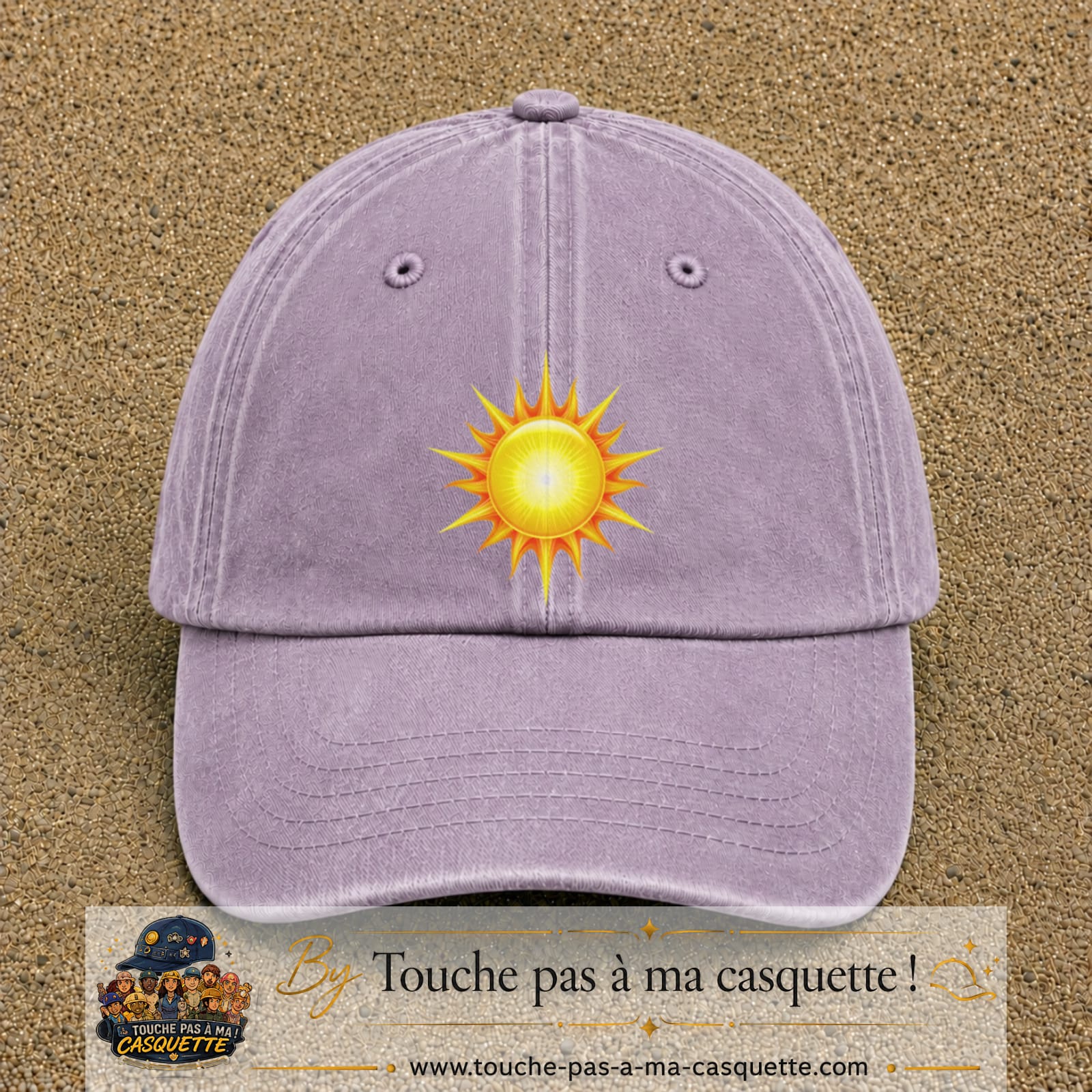 Casquette baseball Violet délavé 100% coton avec motif Soleil rayonnant 7 cm - image principale