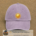 Casquette baseball Violet délavé 100% coton avec visuel Soleil brillant 7 cm - image produit principale