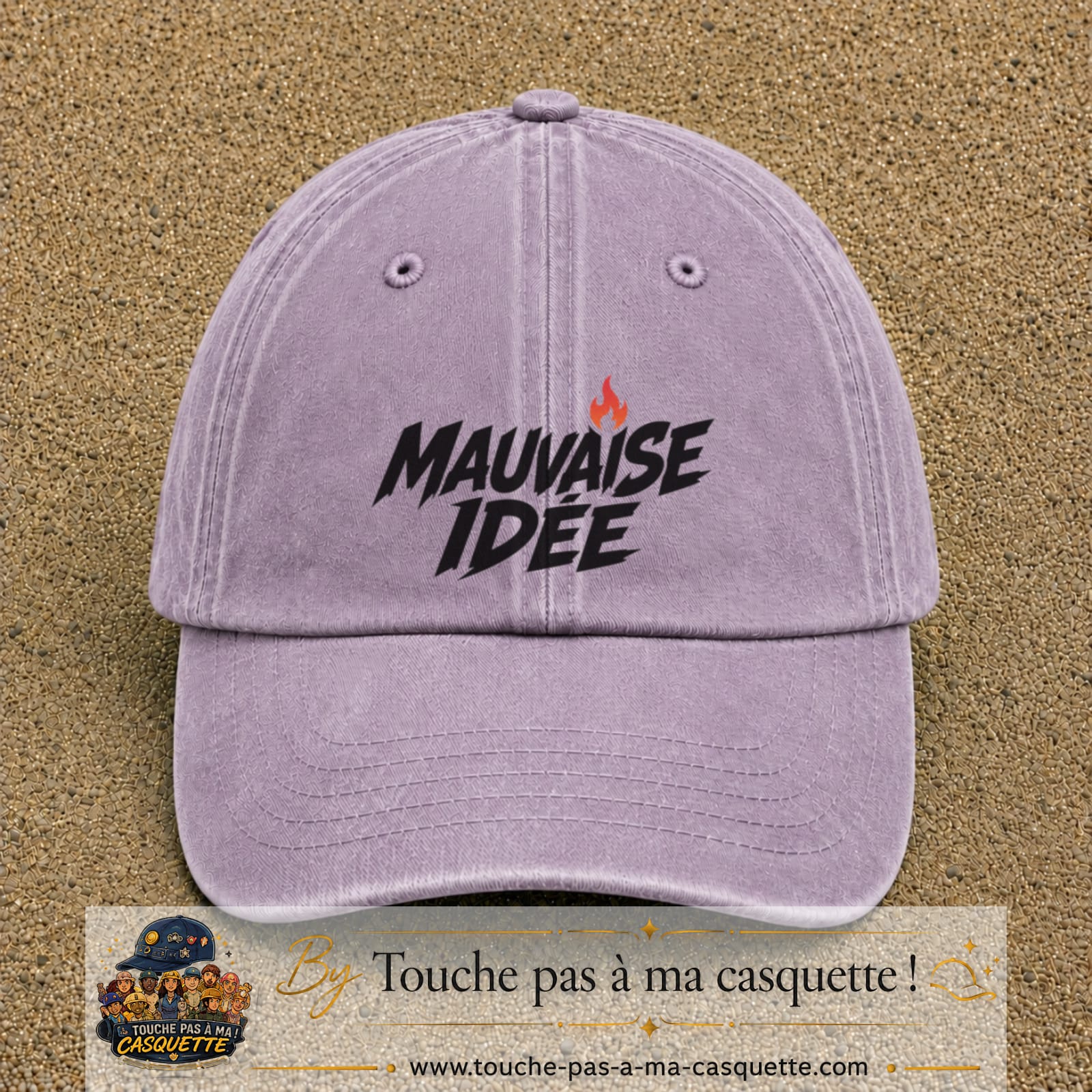 Casquette Violet délavé 100% coton avec motif Mauvaise idée 7 cm - image principale