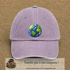Casquette baseball Violet délavé 100% coton avec visuel Planète Terre cartoon 7 cm - image produit principale