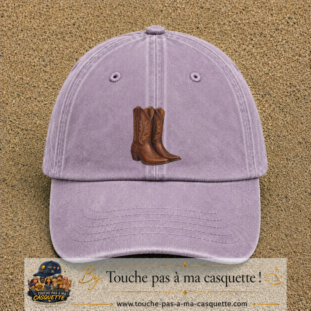 Casquette Violet délavé 100% coton avec motif Bottes cowboy 7 cm - image principale