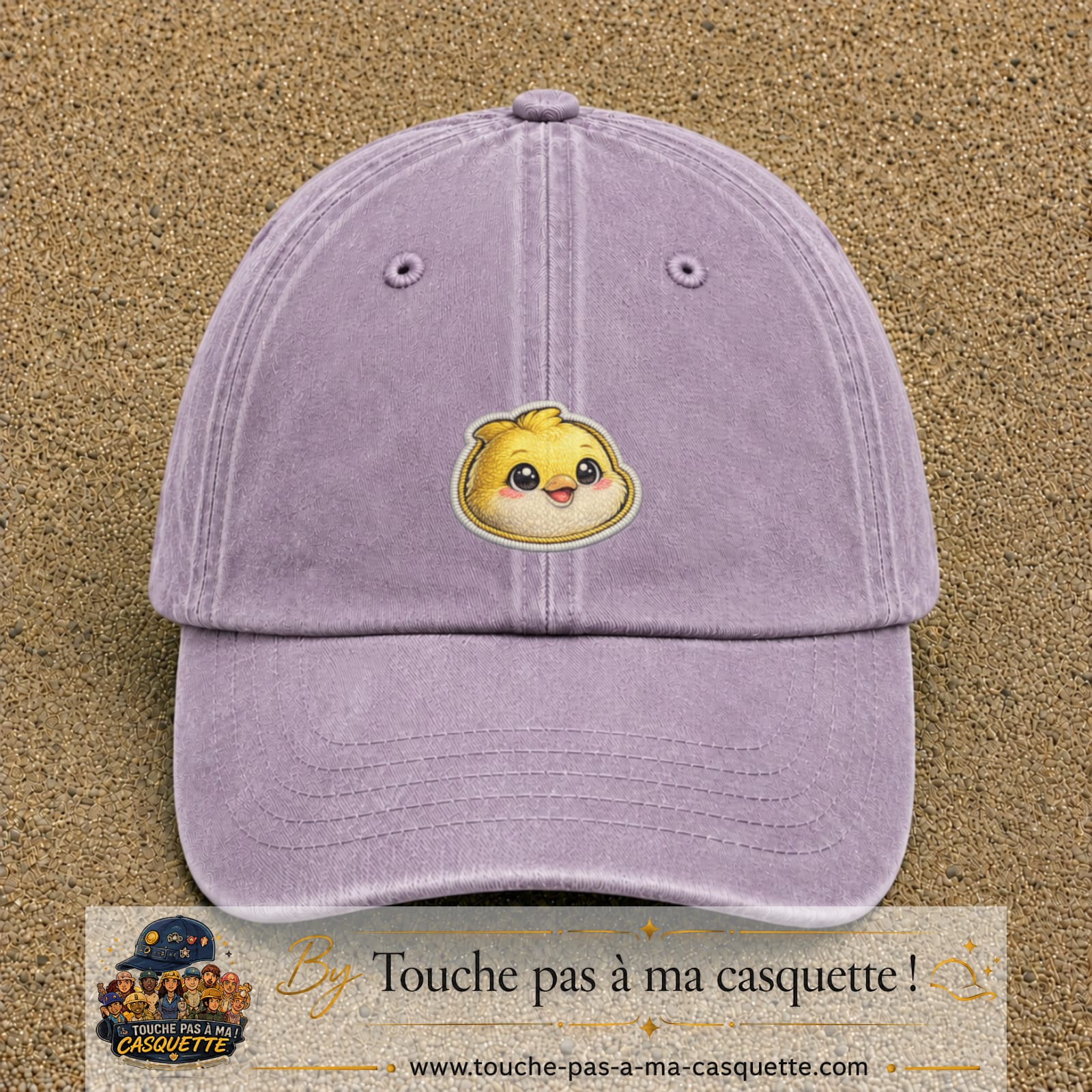 Casquette Violet délavé motif Poussin joyeux 5 cm - vue principale