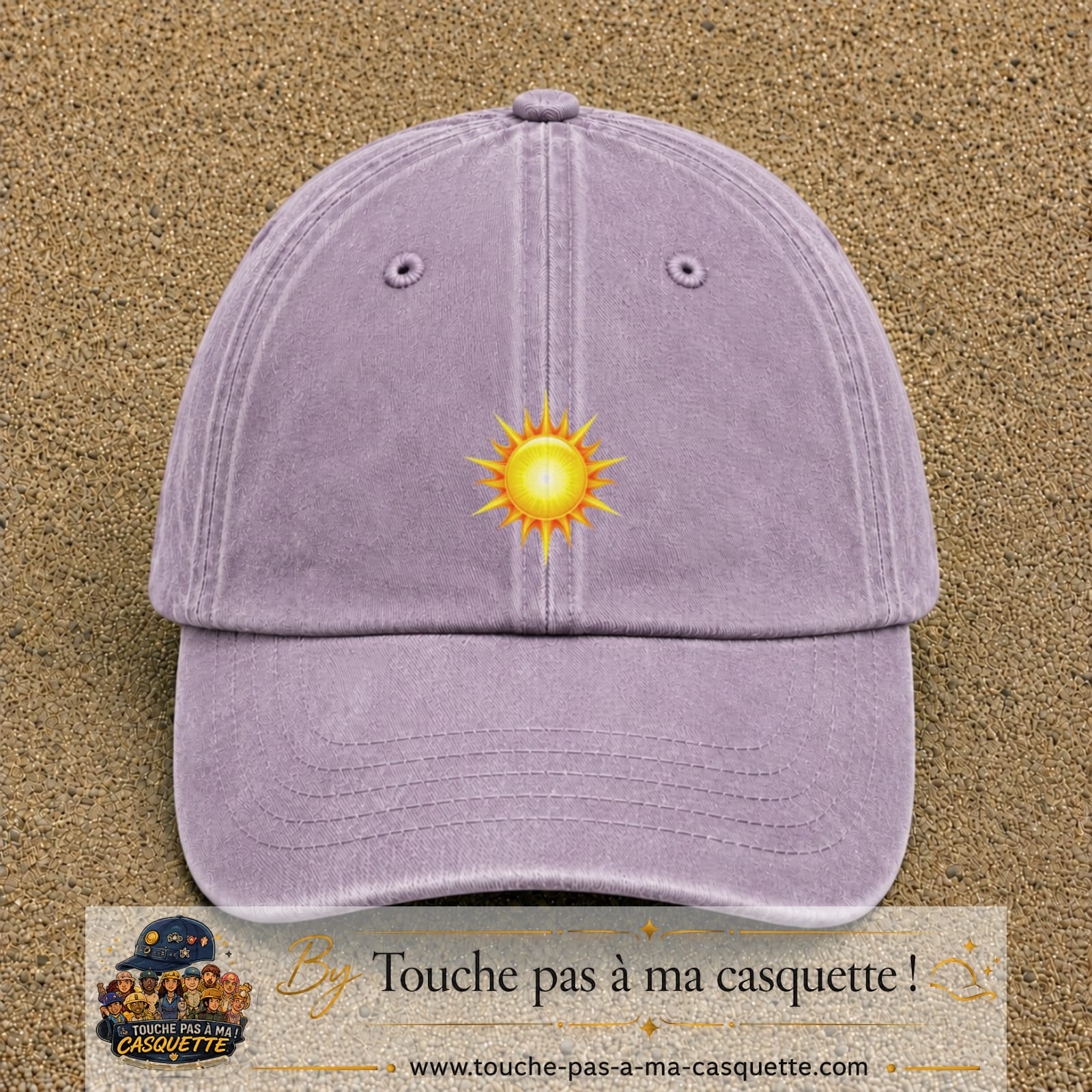 Casquette baseball Violet délavé 100% coton avec motif Soleil rayonnant 5 cm - image principale