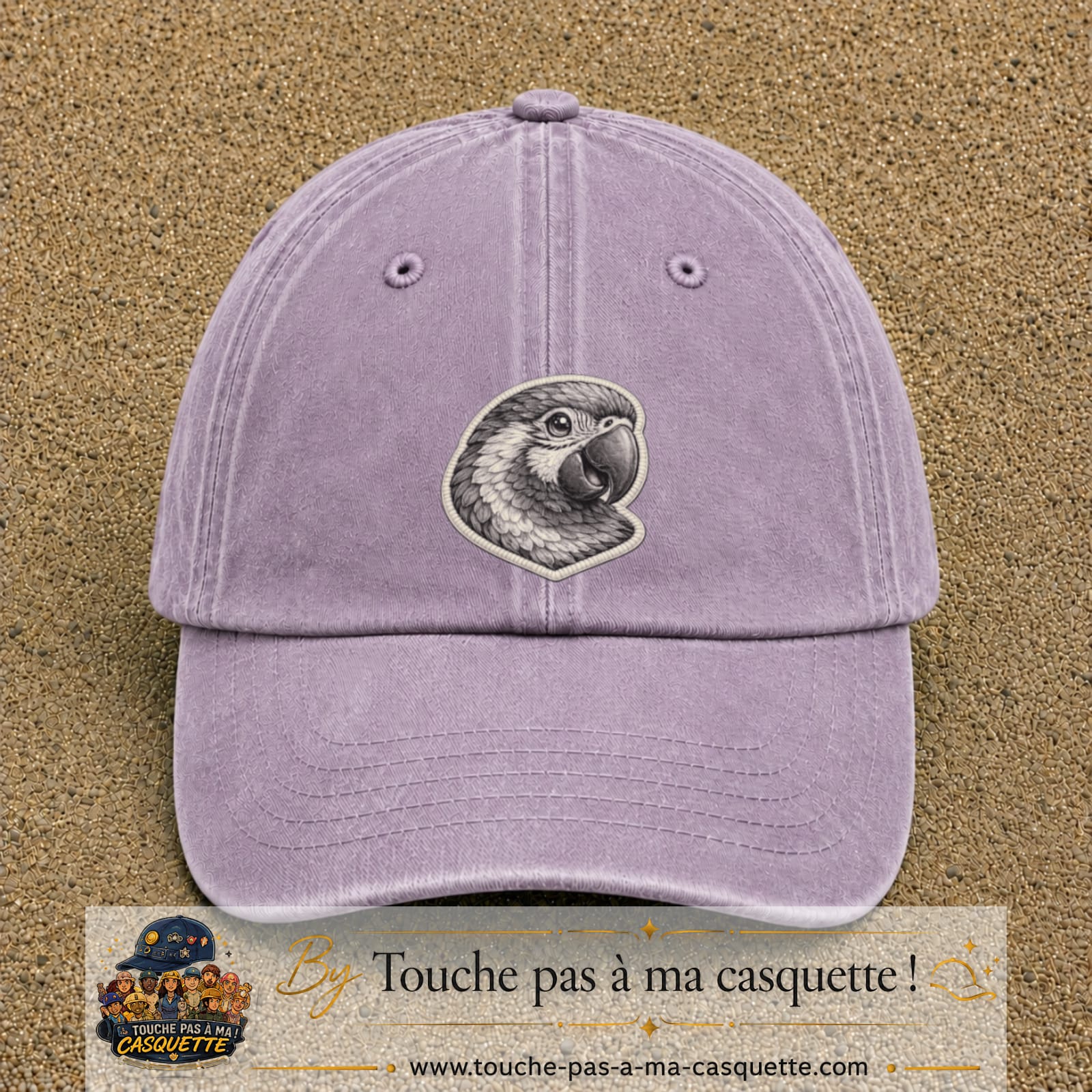 Casquette Violet délavé motif Perroquet majestueux 7 cm - vue principale