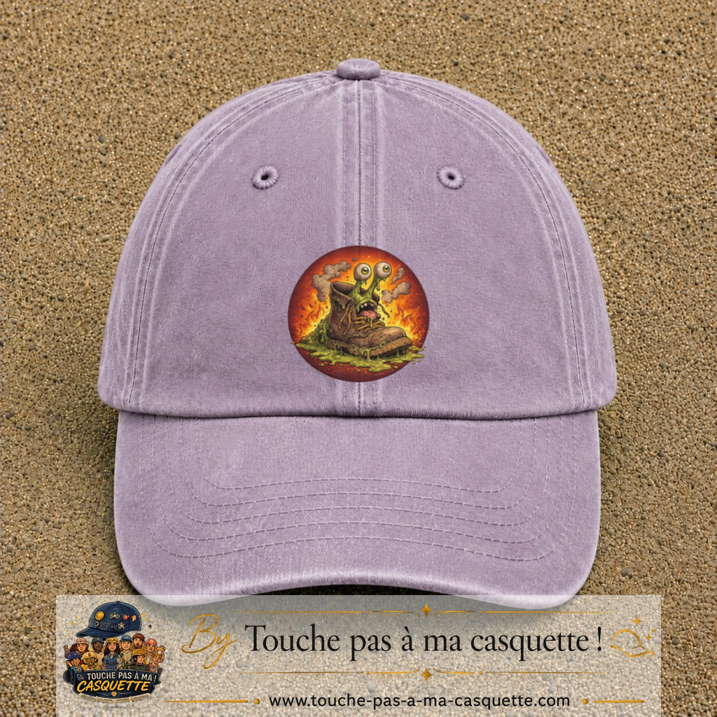 Casquette baseball Violet délavé 100% coton avec visuel Chaussure monstre 7 cm - image produit principale