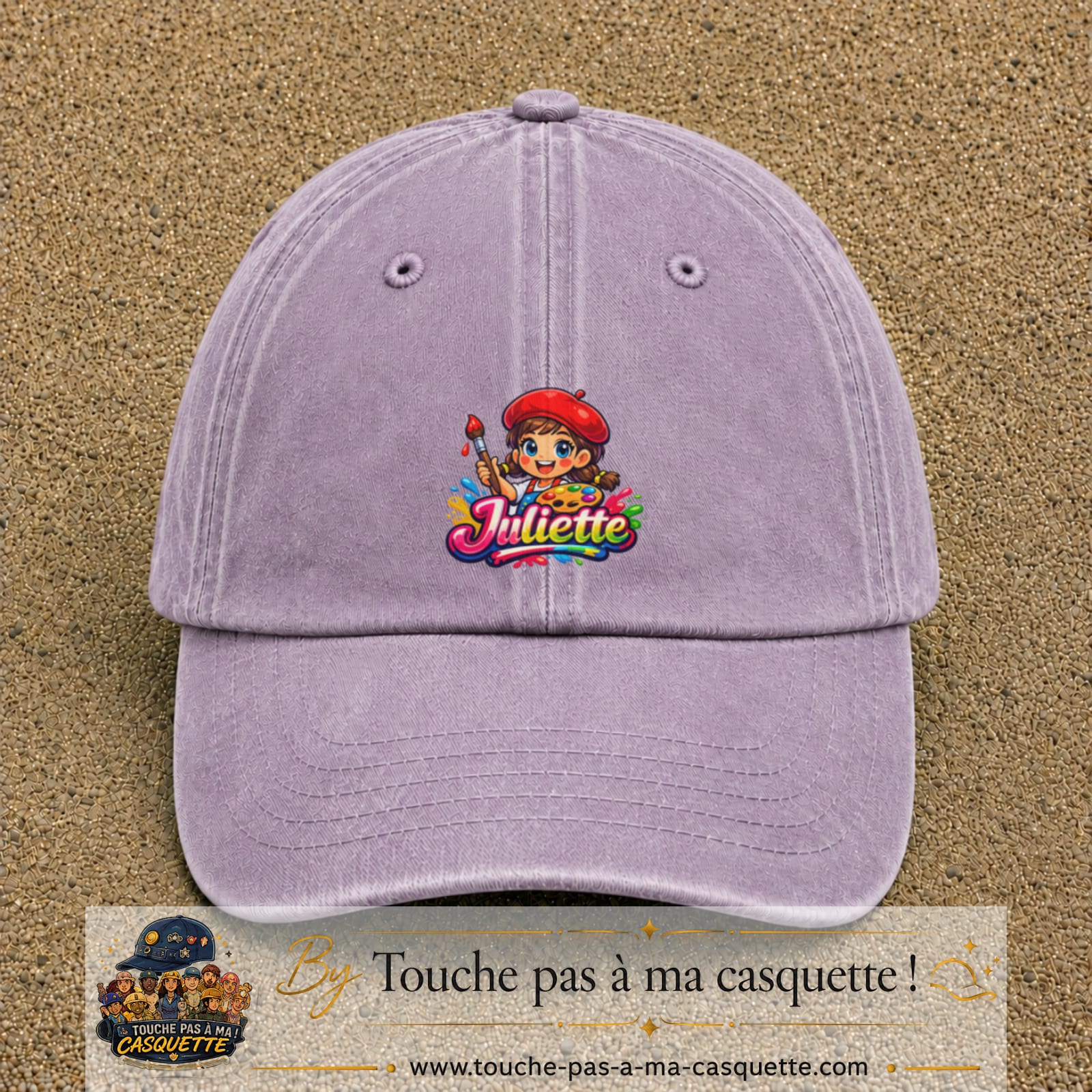 Casquette baseball Violet délavé 100% coton avec motif Juliette 5 cm - image principale