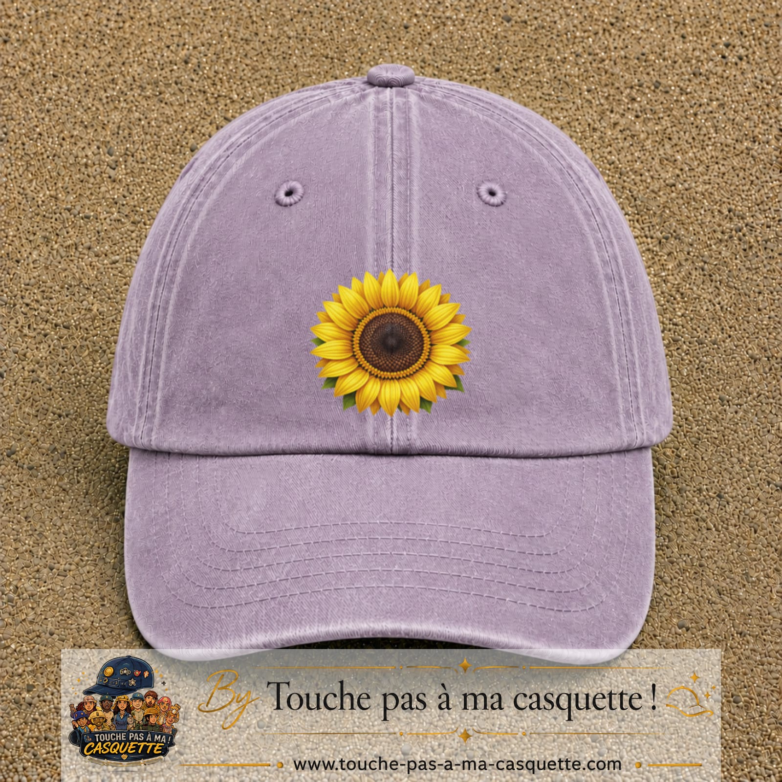 Casquette Violet délavé motif Tournesol éclatant 7 cm - vue principale