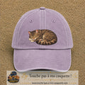 Casquette baseball Violet délavé 100% coton avec motif Chat endormi 7 cm - image principale