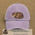 Casquette baseball Violet délavé 100% coton avec motif Chat endormi 7 cm - image principale