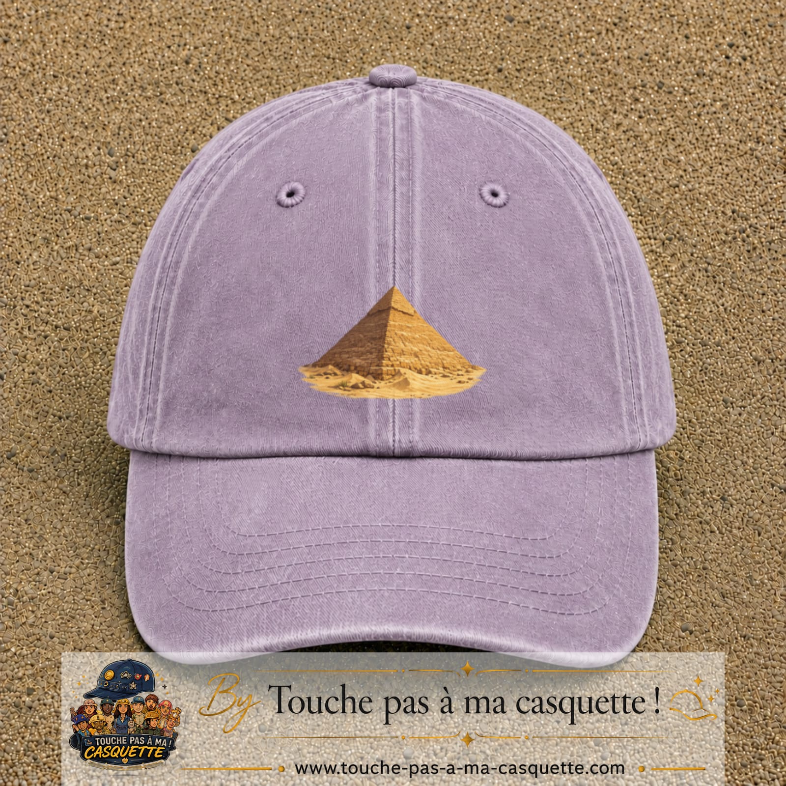 Casquette baseball Violet délavé 100% coton avec motif Pyramide égyptienne 7 cm - image principale