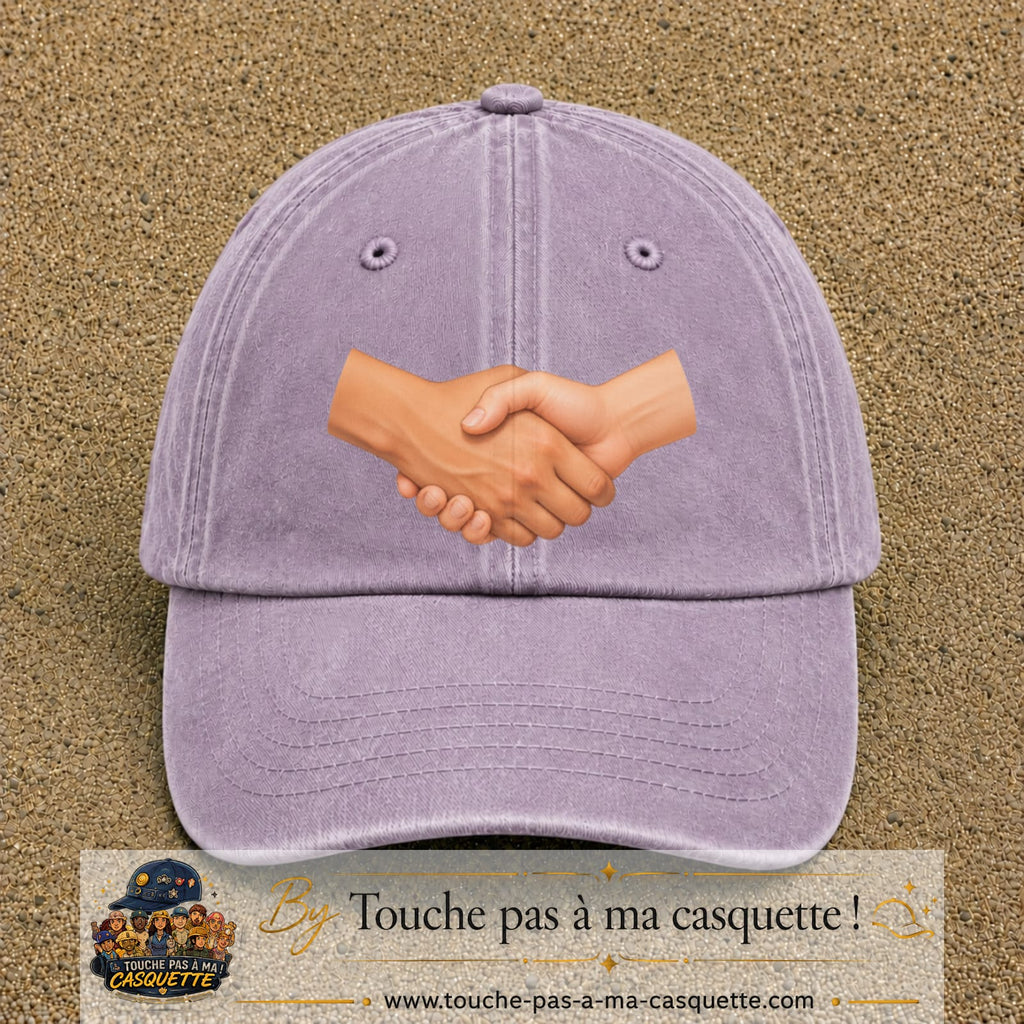 Casquette Violet délavé 100% coton avec motif Poignée de main 7 cm - image principale