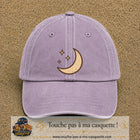 Casquette Violet délavé 100% coton avec motif Lune et étoiles bohèmes 7 cm - image principale