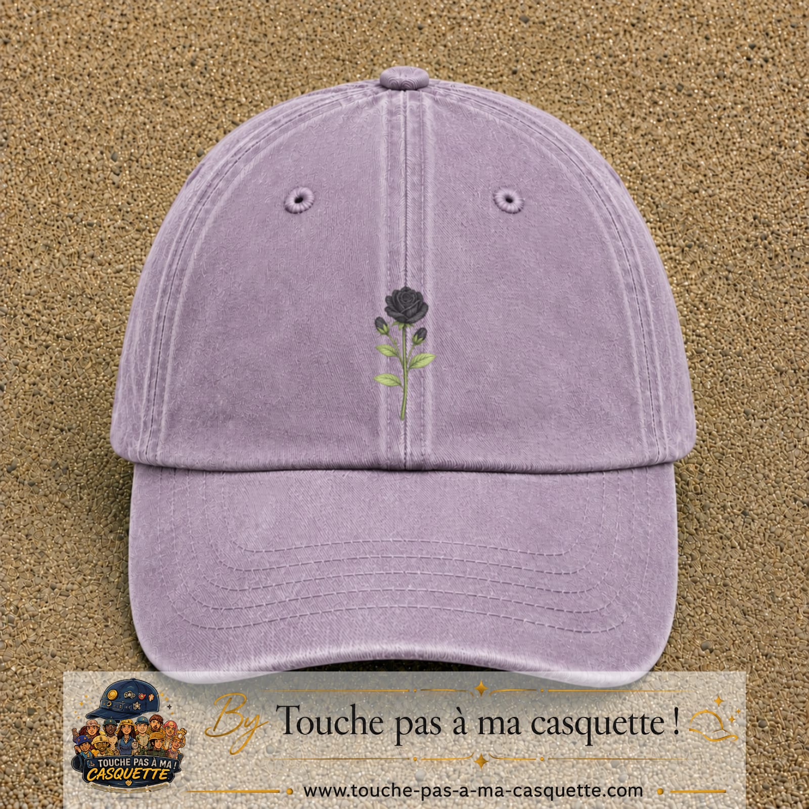 Casquette Violet délavé motif Rose gothique 5 cm - vue principale